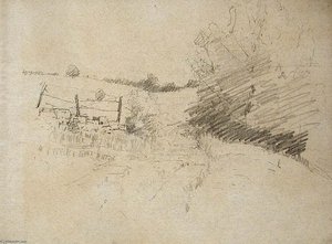 Road And Barbed Wire Fence — Teodore Clement Steele, Impressionism