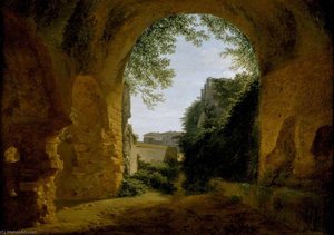 François Marius Granet - A View of a Garden, seen from within a Roman Vault