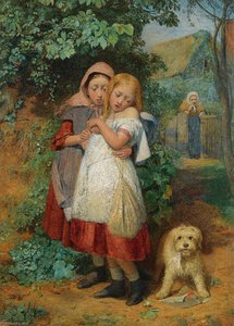 Girls, Frightened By A Dog — Edward Thompson Davis