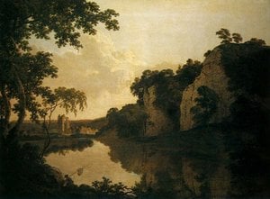 Joseph Wright of Derby - Landscape with Dale Abbey and Church Rocks