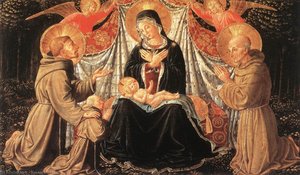Benozzo Gozzoli - Madonna and Child with Sts Francis and Bernardine, and Fra Jacopo