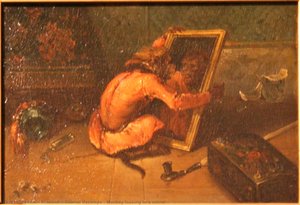 Monkey Looking In A Mirror — Alexandre Gabriel Decamps