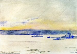 Afterglow, Gloucester Harbor (aka Ten Pound Island Light) — フレデリック・チルド・ハッサム, Impressionism