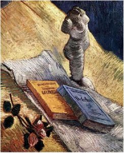 Stillleben Mit Gipsstatuette, Einer Rose Und Zwei Romanen — Vincent Willem Van Gogh