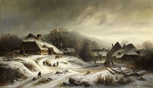 Snowy Village Landscape — Anton Doll
