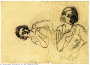 Self Portait Drawings — Амрита Шер-гил, Modernism