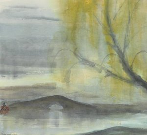 Willow Tree — Lin Fengmian Flying Geese Over The Lotus Pond