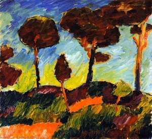 Alexej von Jawlensky - Árboles de pino tormentosos en Prerow