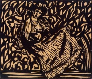 Dodo Sitting In Striped Dress — エルンスト・リュドヴィヒ・キルヒナー, German Expressionism