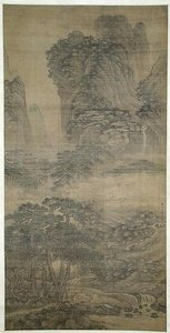明 傳謝時臣 松溪琴客圖 軸 Listening To The Zither Among Streams And Pines — Xie Shichen