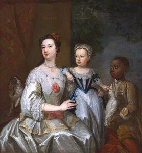 Lady Grace Carteret, Countess Of Dysart With A Child, And A Black Servant, Cockatoo And Spaniel — John Giles Eccardt