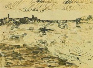 vincent willem van gogh - La Rhone avec bateaux et pont