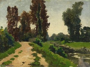 View Of A Park With A Stream — Paul Joseph Constantin Gabriel