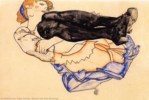 Egon Şiele - Woman with Blue Stockings