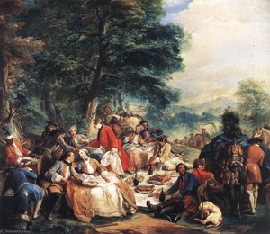 Halt During the Hunt - Charles-André van Loo