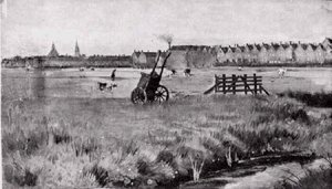 Meadow, In The Background New Church — Vincent Willem Van Gogh
