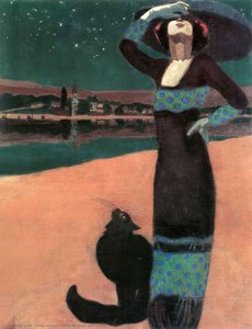 Slim Woman With A Cat — Géza Faragó