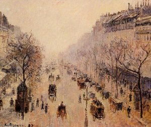 Boulevard Montmartre - Morning, Sunlight And Mist. — Camille Pissarro, Impressionist Landscape