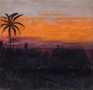 Abbott Handerson Thayer - The Sky Simulated by Red Flamingoes, study for book Concealing Coloration in the Animal Kingdom