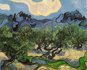 Vincent Willem Van Gogh - Olive Trees Med Alpilles I Bakgrunnen