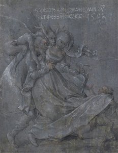 Pair of lovers with the Devil and Cupid