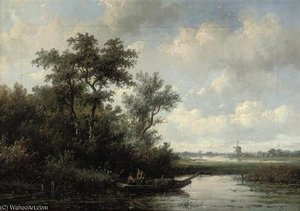Fishing In A Polder Landscape — Антоній Якобус Ван Вінгаердт