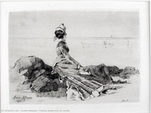 Femme assise sur un rocher