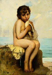 Nude Child With Dove — Léon Jean Bazille Perrault