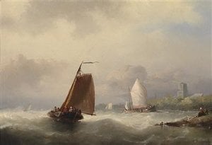 Sailing Boats By The Coast - nicolaas riegen
