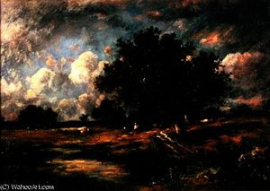 Landscape With Cows And Figures — Leon Victor Dupre