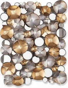 None - Abstract Metal & Mirror Wall Sculpture - Modern Floral Art